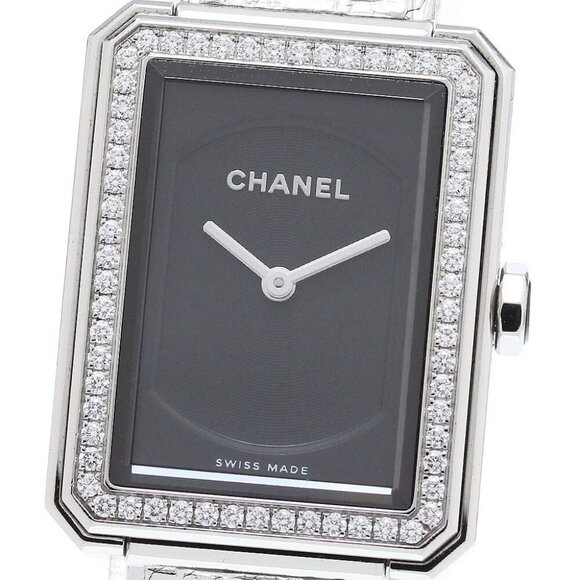 CHANEL Boyfriend tweed H4877 Diamond Bezel Black Dial Quartz Ladies Watch_862780 - Picture 1 of 6